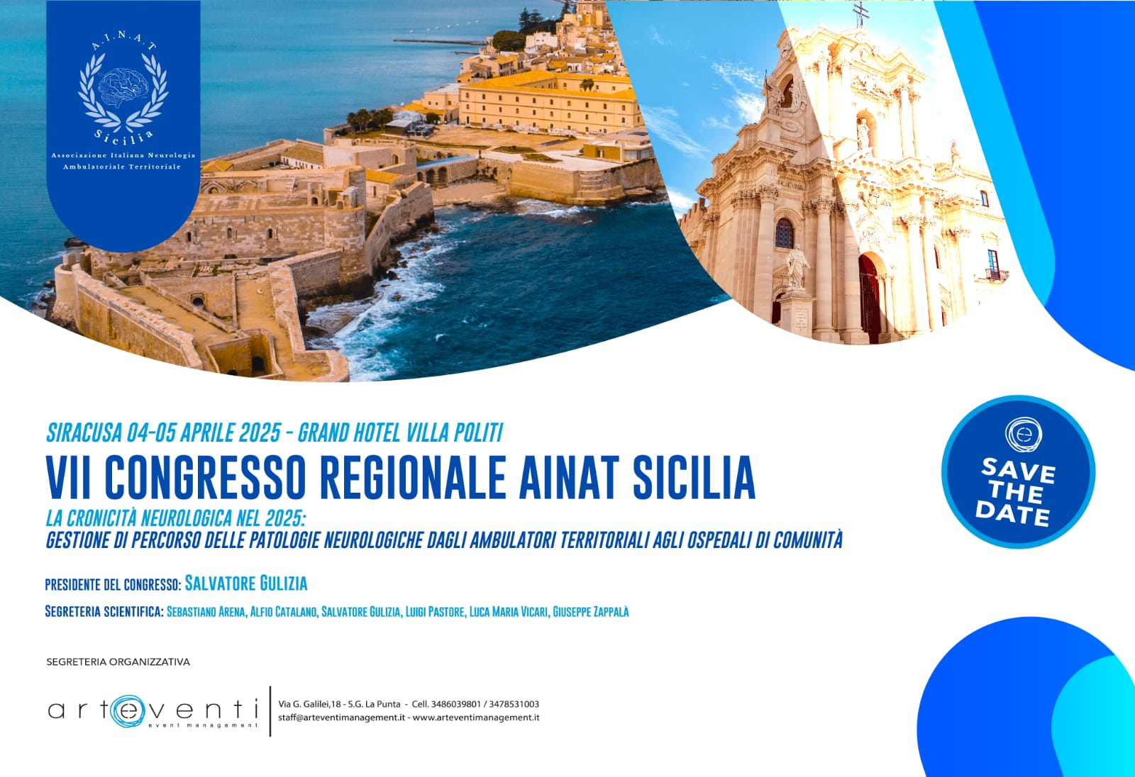 VII CONGRESSO REGIONALE AINAT SICILIA LA CRONICITÀ NEUROLOGICA NEL 2025 - SIRACUSA 04-05 APRILE 2025 - GRAND HOTEL VILLA POLITI